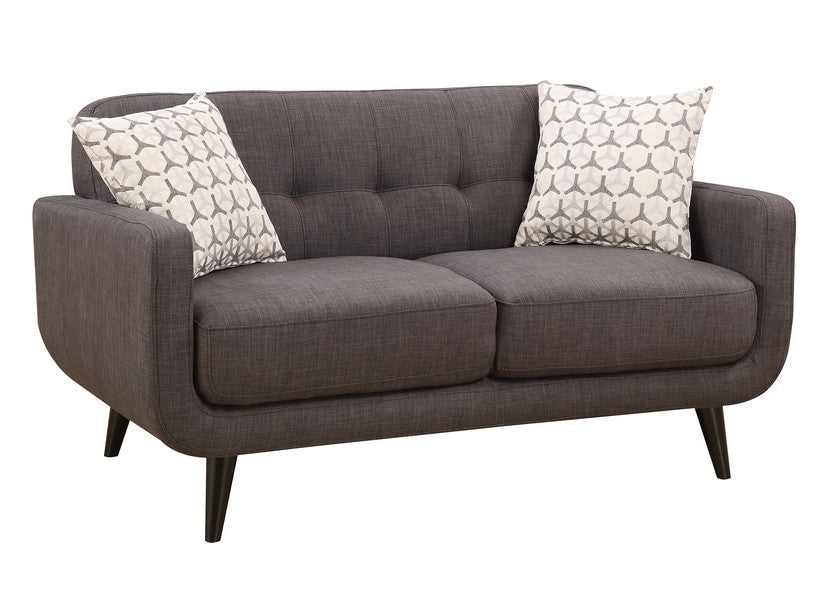 61" Charcoal And Black Loveseat and Toss Pillows Image 1