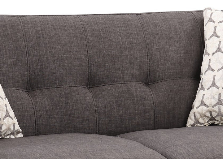 61" Charcoal And Black Loveseat and Toss Pillows Image 3