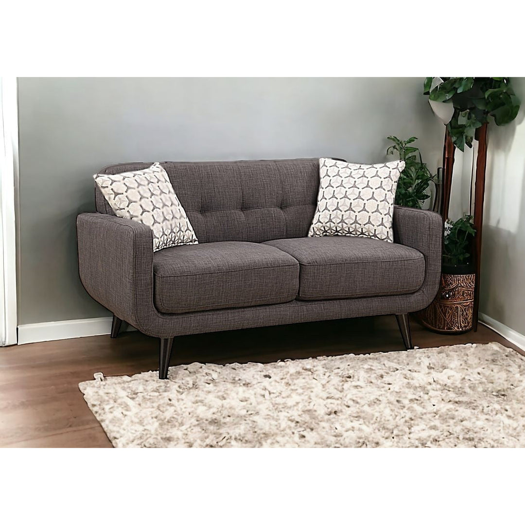 61" Charcoal And Black Loveseat and Toss Pillows Image 7