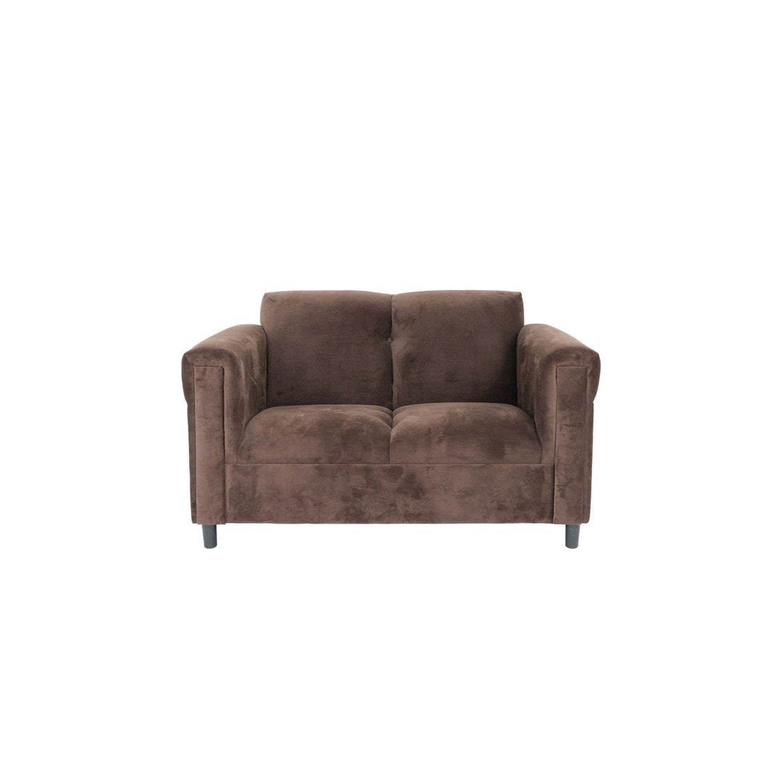 72" Dark Brown And Black Microsuede Loveseat Image 6