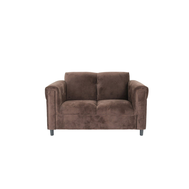 72" Dark Brown And Black Microsuede Loveseat Image 6