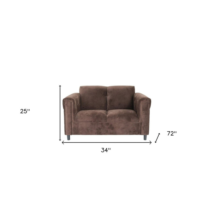 72" Dark Brown And Black Microsuede Loveseat Image 8