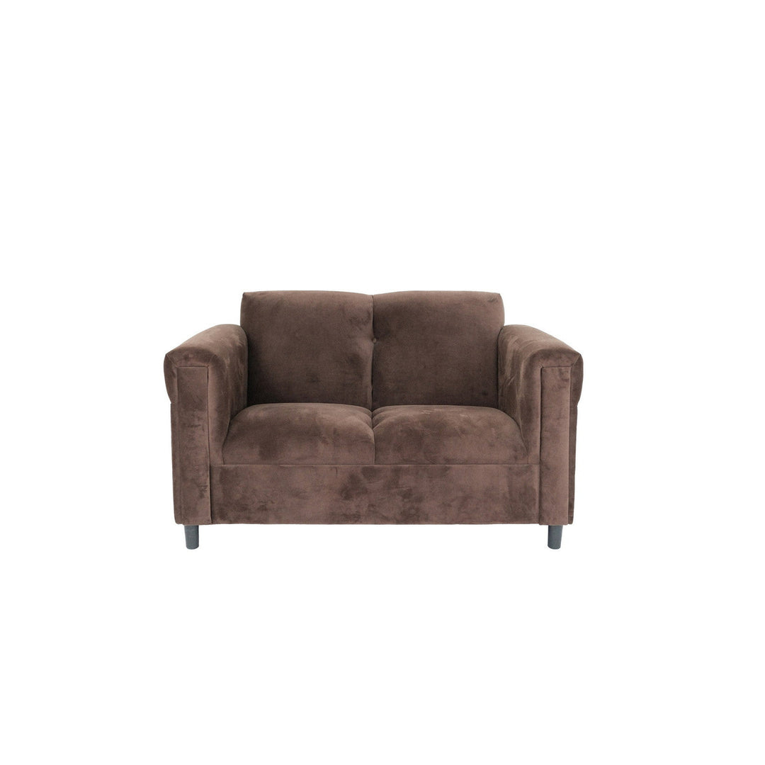 72" Dark Brown And Black Microsuede Loveseat Image 9