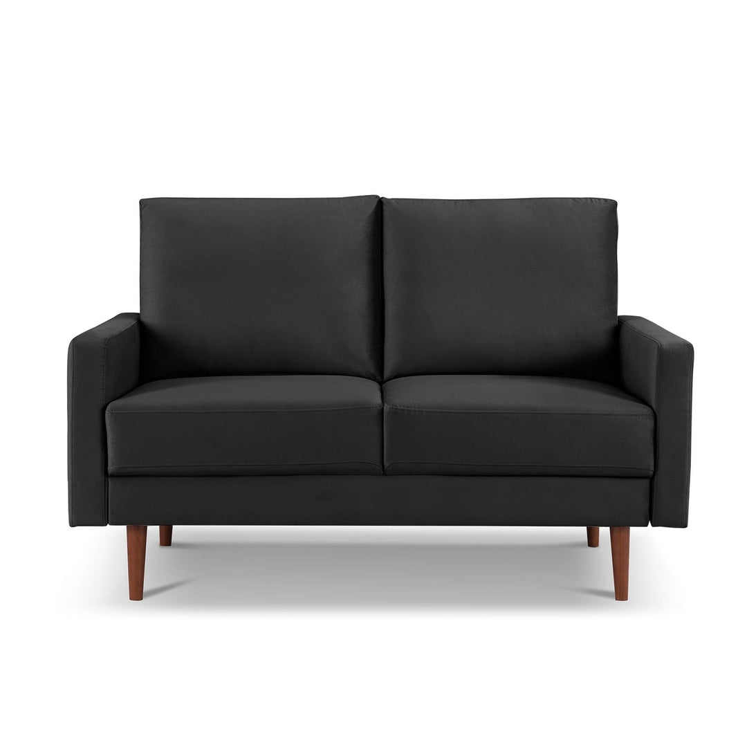 57" Black And Dark Brown Velvet Loveseat Image 3