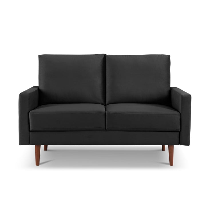 57" Black And Dark Brown Velvet Loveseat Image 3