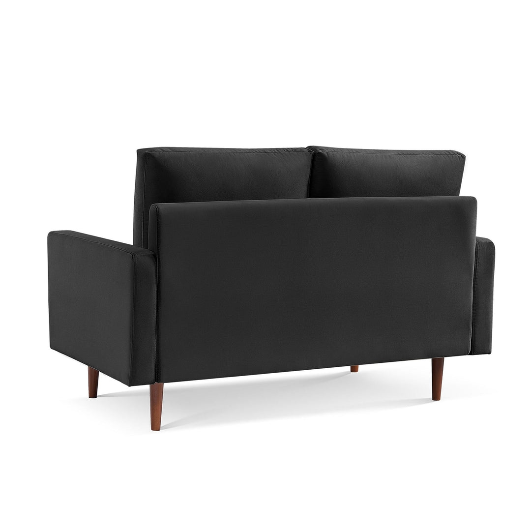 57" Black And Dark Brown Velvet Loveseat Image 4