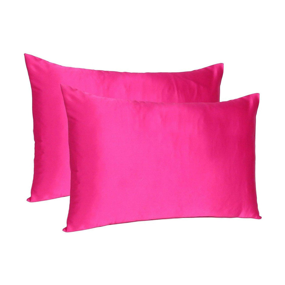 Fuchsia Dreamy Set Of 2 Silky Satin Standard Pillowcases Image 1