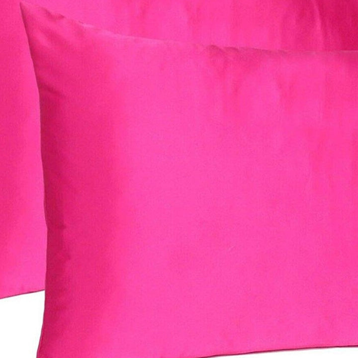 Fuchsia Dreamy Set Of 2 Silky Satin Standard Pillowcases Image 7