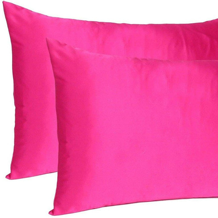 Fuchsia Dreamy Set Of 2 Silky Satin Standard Pillowcases Image 8