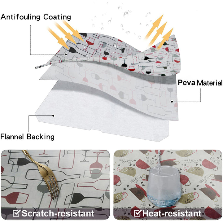 Waterproof Stain-Resistant Flannel-Back Tablecloth Various Patterns and Sizes Image 10