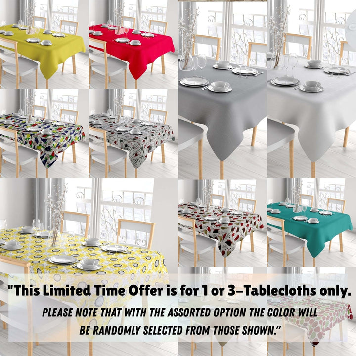 Waterproof Stain-Resistant Flannel-Back Tablecloths 1/3-Piece Various Patterns Image 12