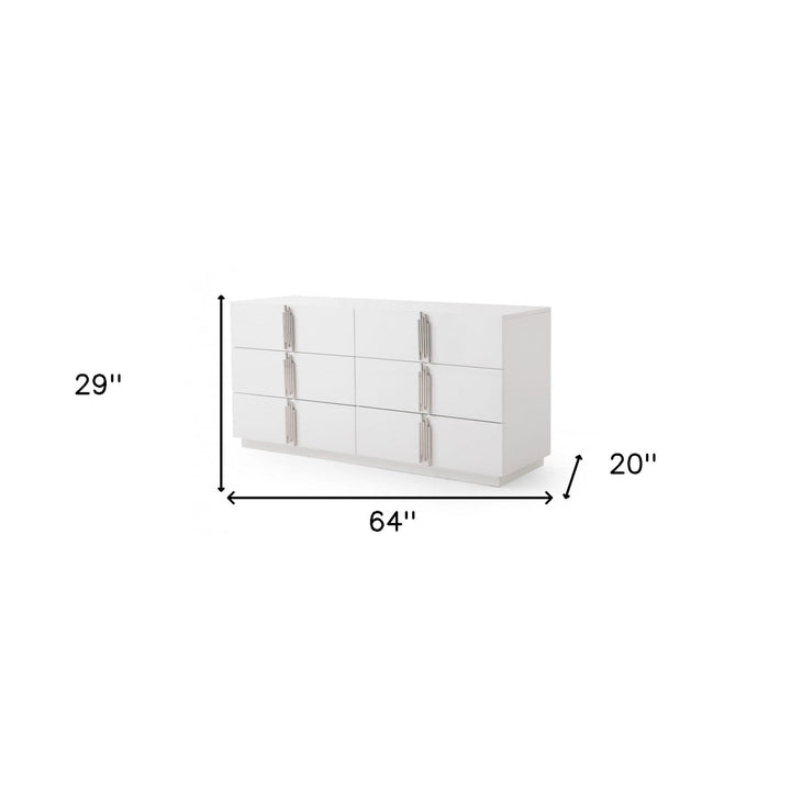 64" White Solid and Manufactured Wood Six Drawer Double Dresser Image 5