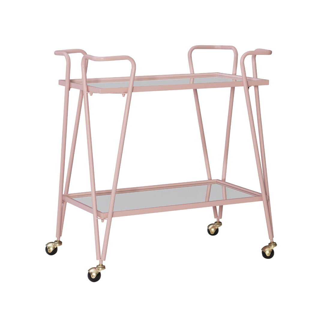 Ellie Steel/Mirror Bar Cart - Pink Image 1