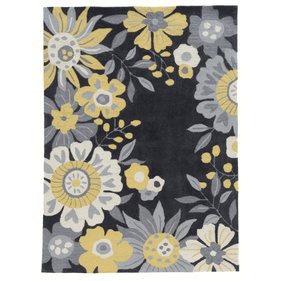 Trio Wildflower Grey Area Rug 1.10x2.10 Modern Transitional Design Indoor Home Image 1