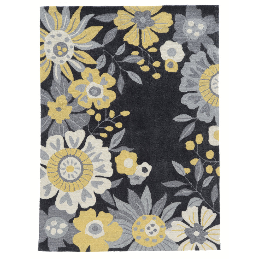 Trio Wildflower Grey Area Rug 5x7 Transitional Contemporary Image 1