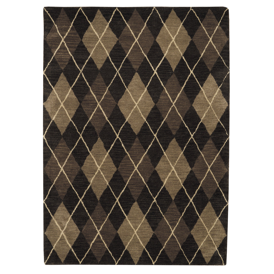 Ashton Argyle Grey Wool Area Rug 8x10 Transitional Unique Textures Soft Patterns Image 1