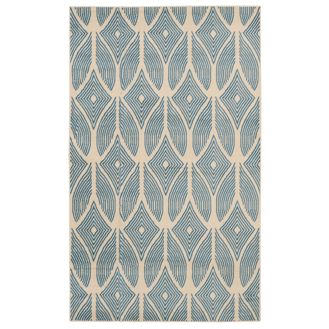 Capri Henley Rug Bone Blue 43 x 73 Easy Care Polypropylene Transitional Style Image 1