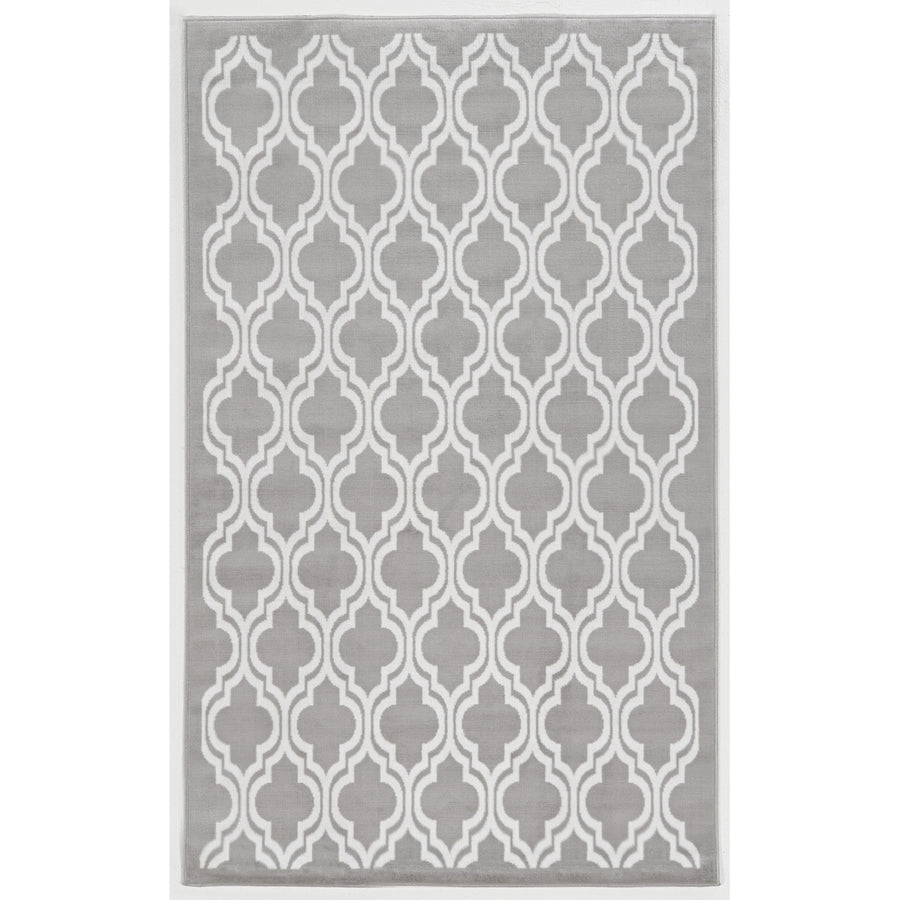 Capri Quatrafoil Grey Area Rug 43 x 73 Easy Care Polypropylene Transitional Design Image 1