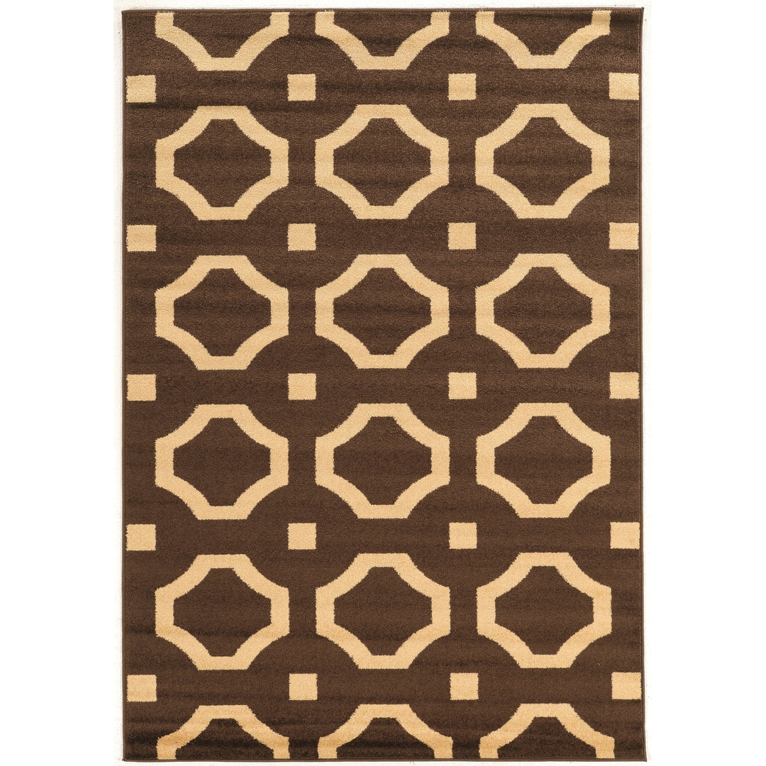 Claremont Octagon Brown Area Rug 8x10 Transitional Abstract Polypropylene Image 1