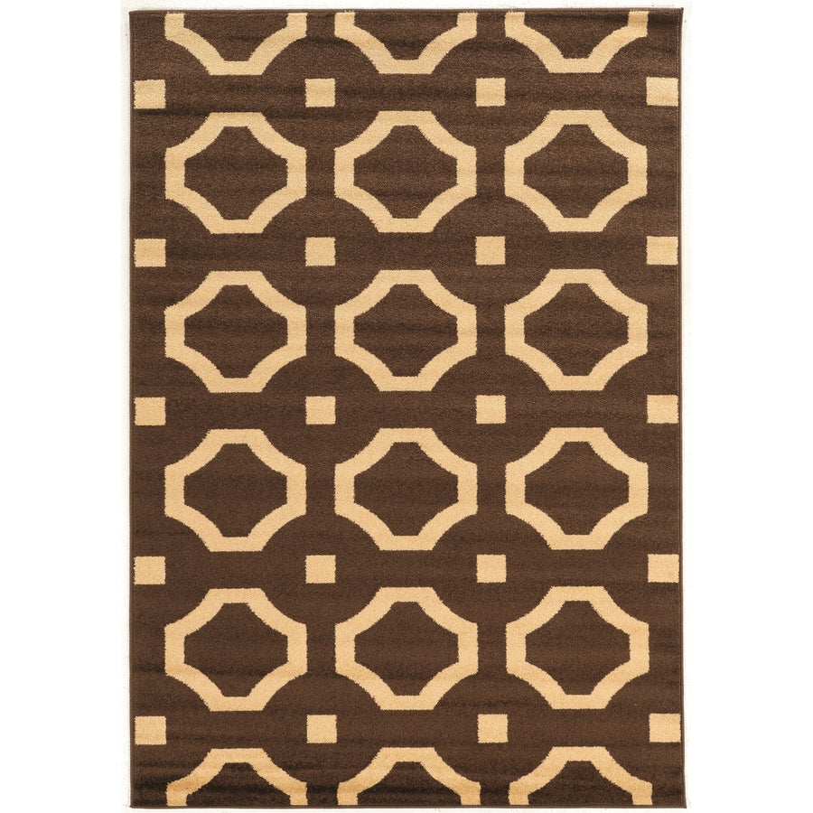 Claremont Octagon Brown Area Rug 8x10 Transitional Abstract Polypropylene Image 1