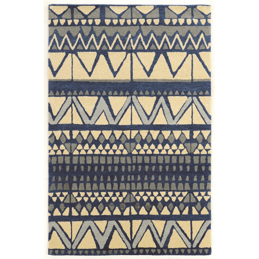 Aspire Wool Area Rug 5x8 Ivory Blue Handtufted 100% Wool Transitional Design Image 1