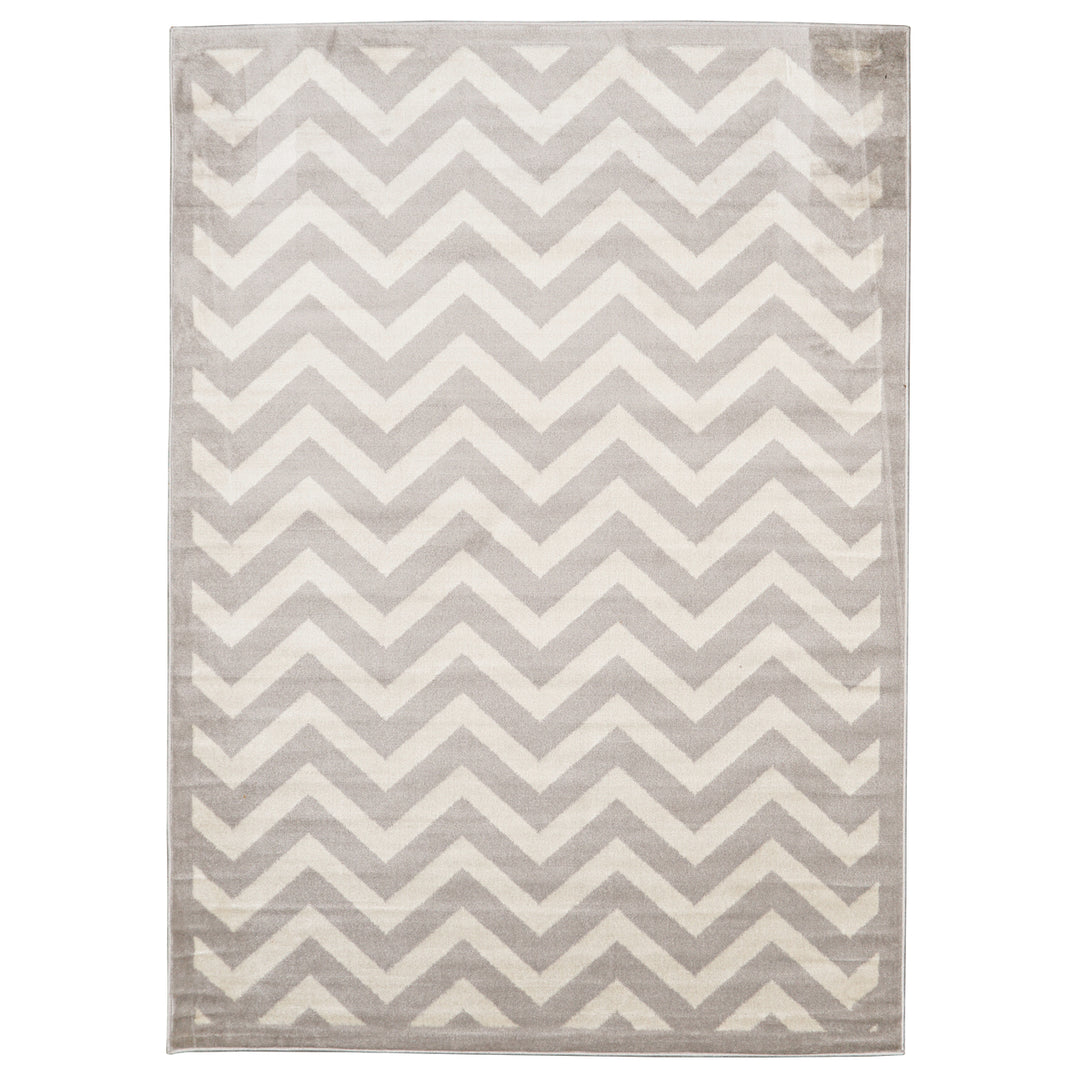 Elegance Chevron Ivory Area Rug 8 x 10 Transitional Style Easy Care Polypropylene Image 1