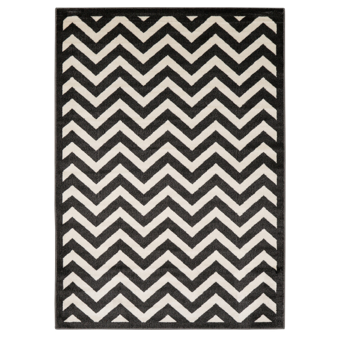 Elegance Chevron Area Rug Charcoal 8x10 Transitional 100% Polypropylene Image 1