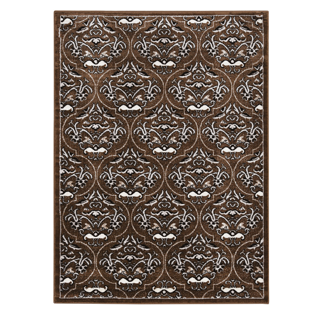 Elegance England Brown Area Rug 8 x 10 Transitional Pattern Easy Care Polypropylene Image 1