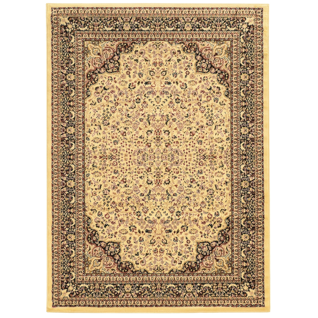 Elegance Isphahan Cream Accent Rug 8x10 Easy Care Polypropylene Transitional Image 1