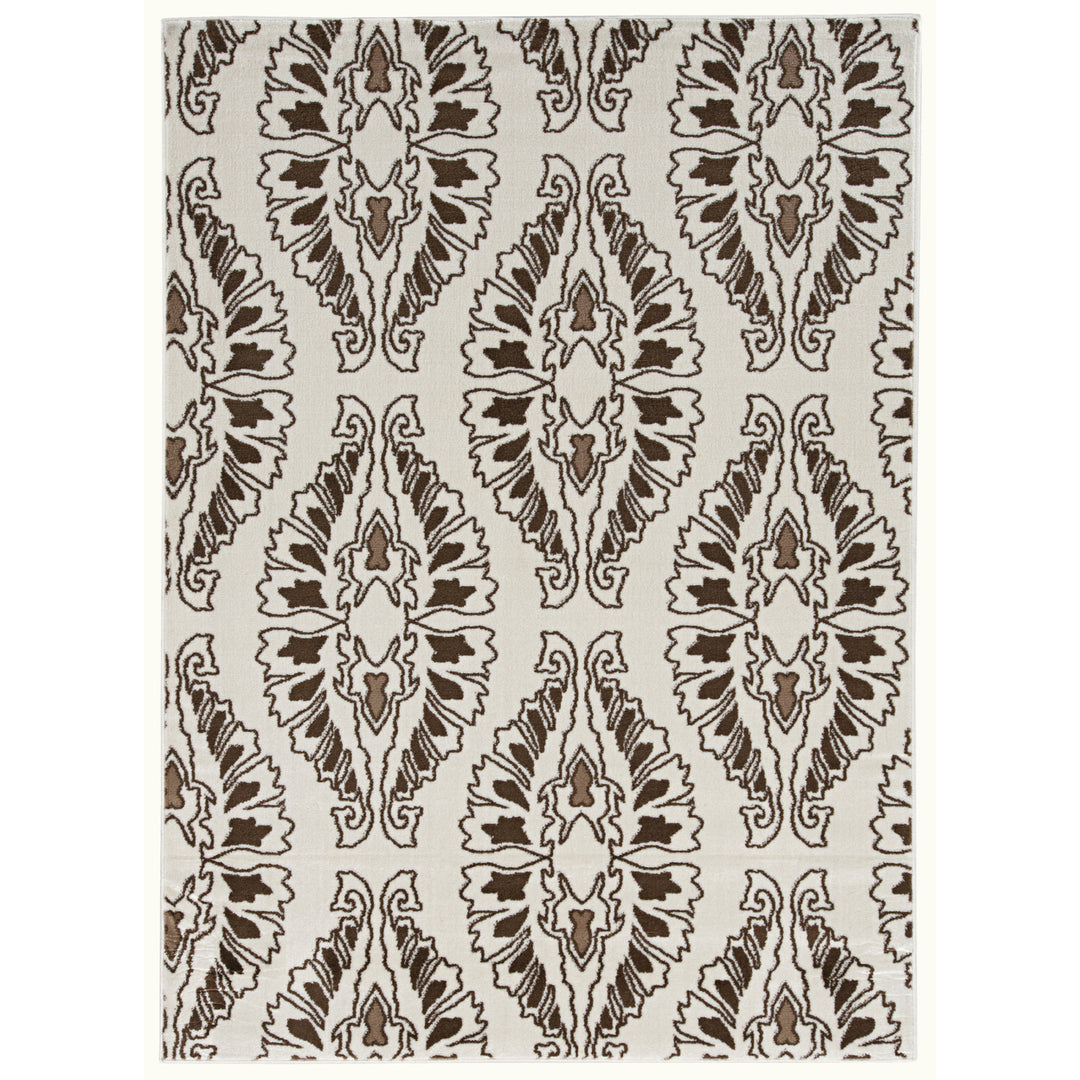 Elegance Neice White Accent Rug 5 x 73" Easy Care Polypropylene Transitional Image 1