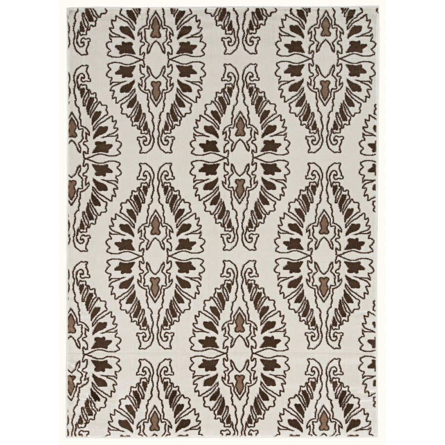 Elegance Neice White Accent Rug 5 x 73" Easy Care Polypropylene Transitional Image 1