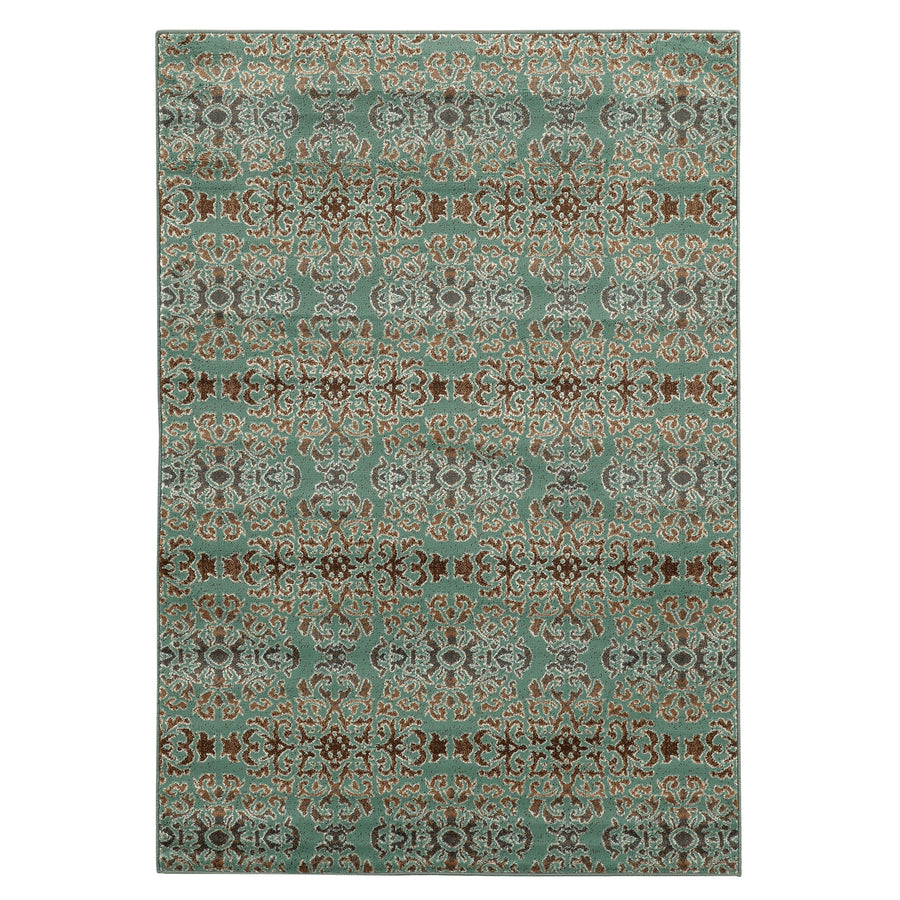 Elegance Snowflakes Rug Turquoise 8x10 Transitional Design 100% Polypropylene Image 1