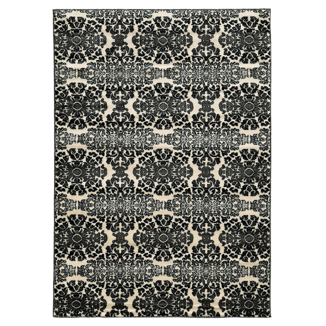 Elegance Snowflakes Grey Area Rug 8x10 Transitional Design Easy Care Polypropylene Image 1