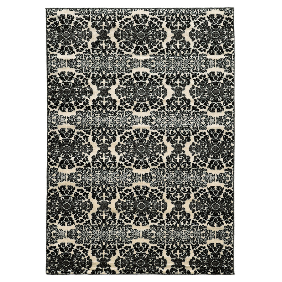 Elegance Snowflakes Grey Area Rug 8x10 Transitional Design Easy Care Polypropylene Image 1