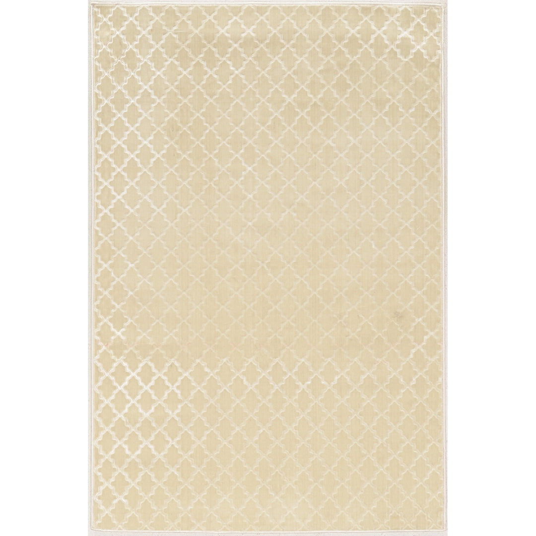 Evolution Trellis Ivory Area Rug 5x7.6 Low Pile Polyester Contemporary Modern Image 1