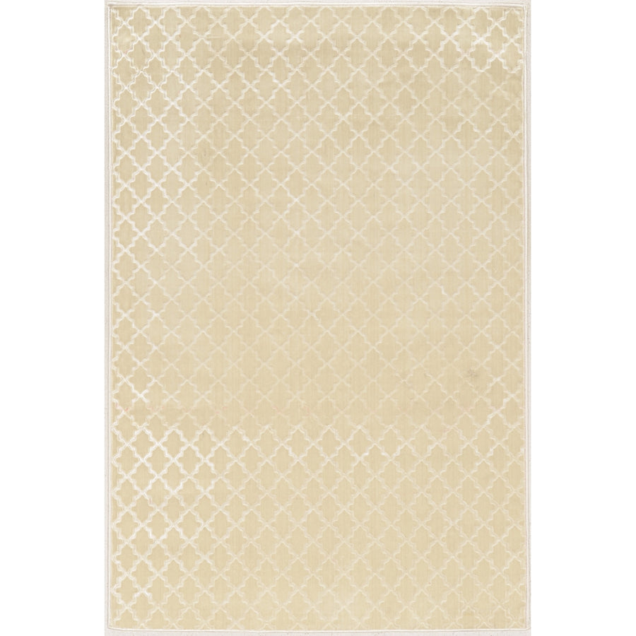 Evolution Trellis Ivory Area Rug 5x7.6 Low Pile Polyester Contemporary Modern Image 1