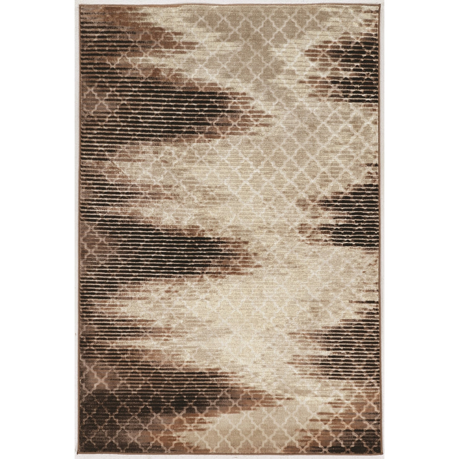 Evolution Trellis Zigzag Beige Rug 8x10.3 Low Pile Polyester Image 1