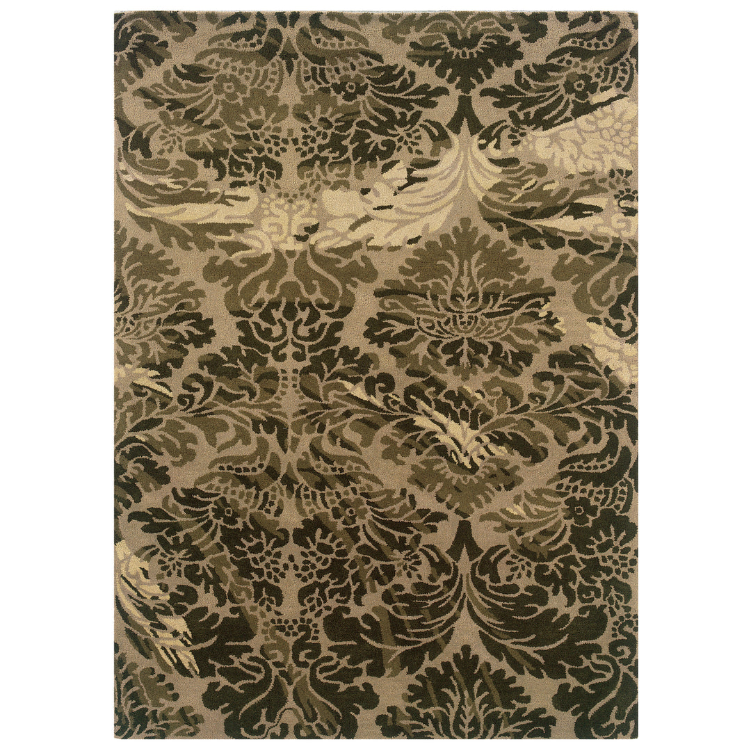 Florence Danika Taupe Wool Area Rug 5x7 Hand Tufted Transitional Design Image 1