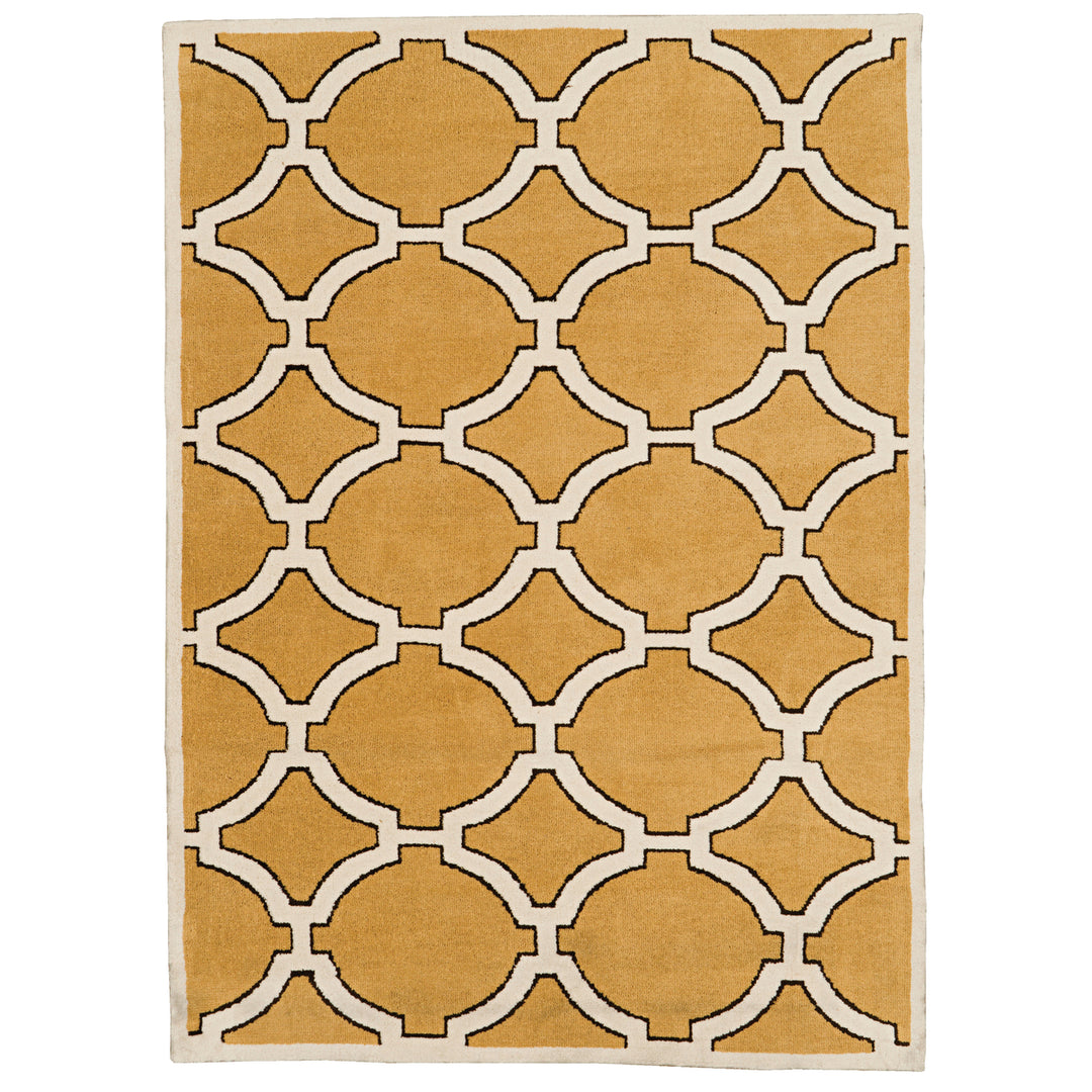 Geo Kelli Goldenrod Rug 5x7 Handtufted Microfiber Geometric Design Soft Feel Image 1