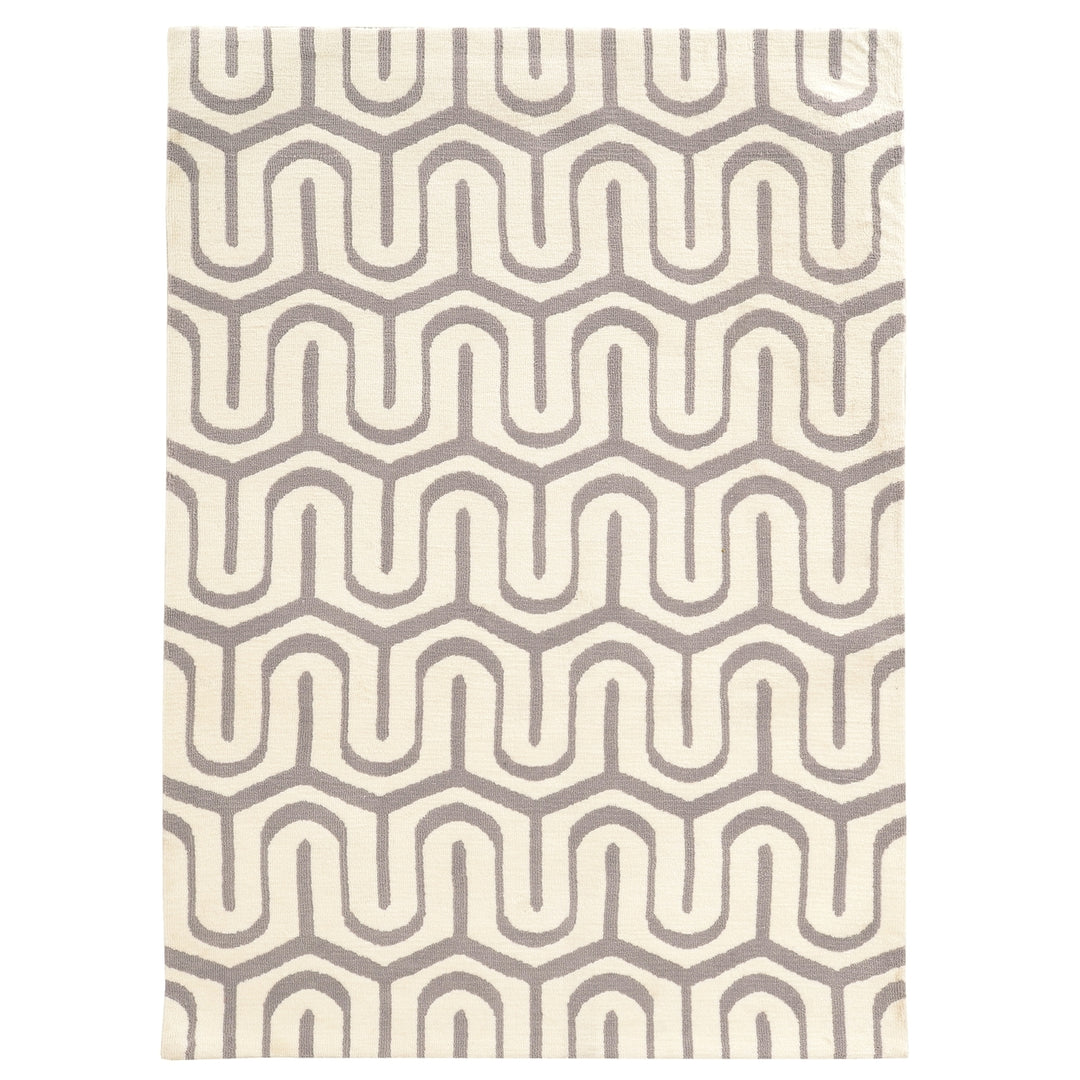 Geo Sasha Grey Handtufted Microfiber Area Rug 5x7 Geometric Design Soft Feel Image 1