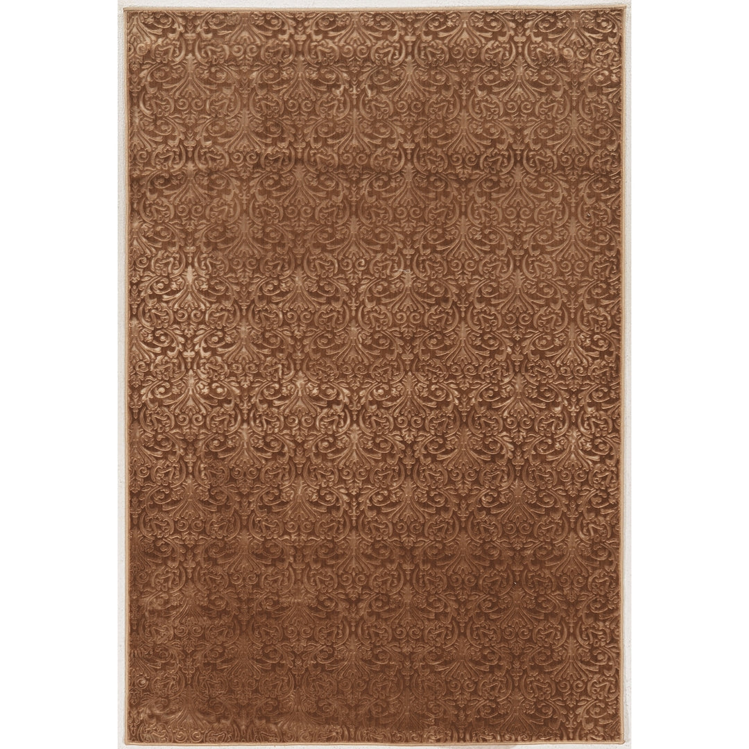 Evolution Damask Stripe Area Rug Brown 5x7.6 Low Pile Polyester Image 1