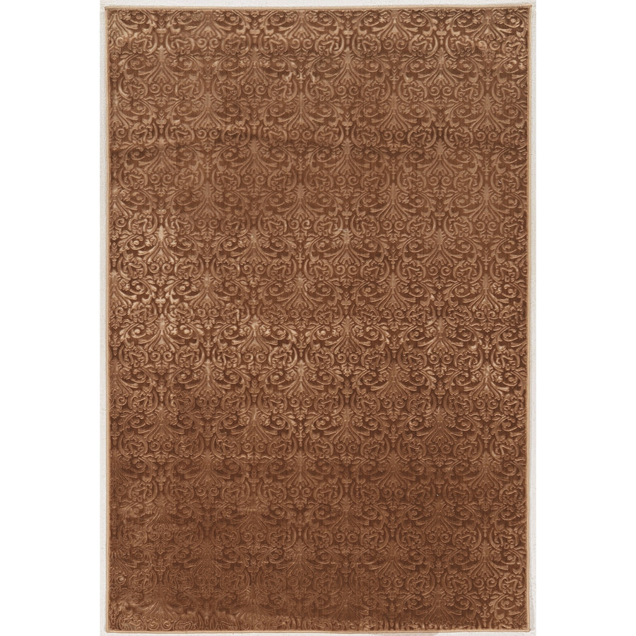 Evolution Damask Stripe Area Rug Brown 5x7.6 Low Pile Polyester Image 1