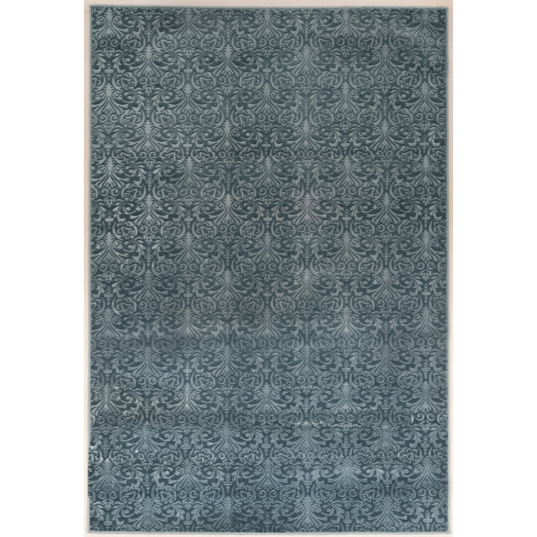 Evolution Damask Stripe Rug Blue 5x76 Polyester Low Pile Image 1