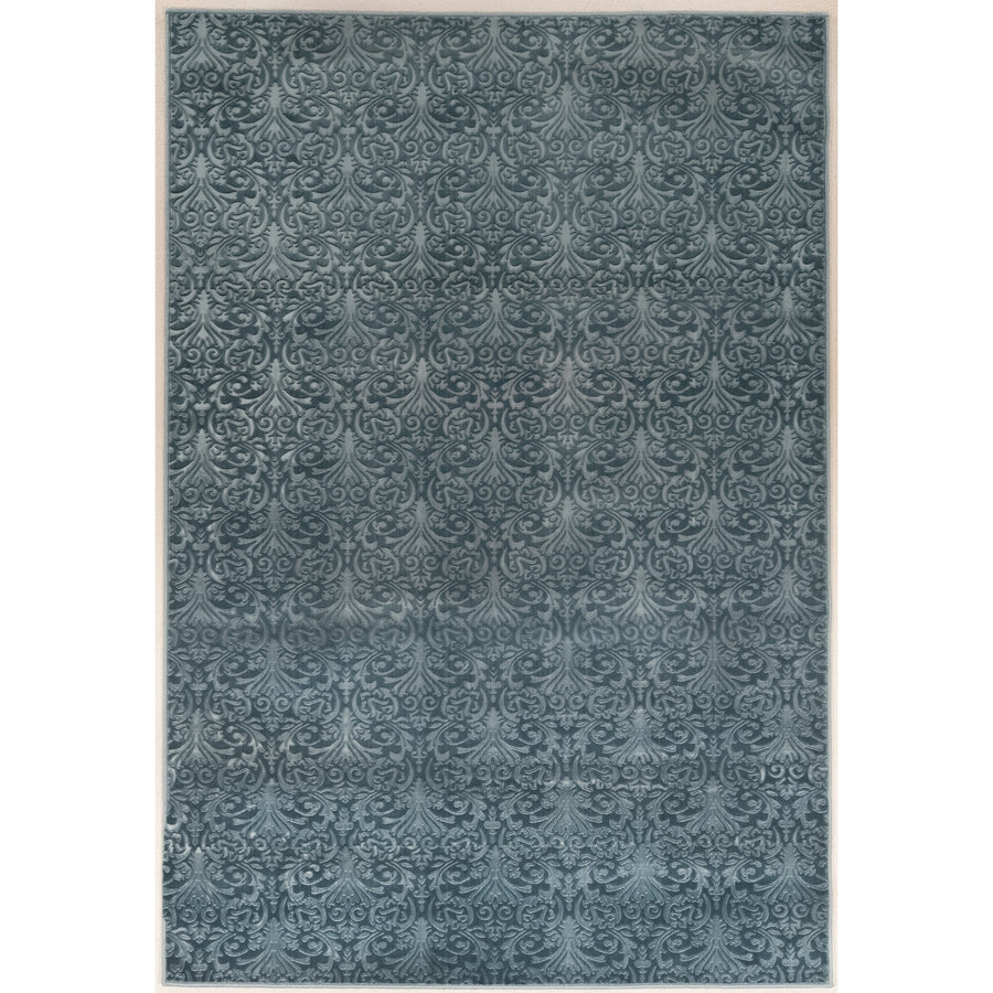 Evolution Damask Stripe Rug Blue 5x76 Polyester Low Pile Image 1