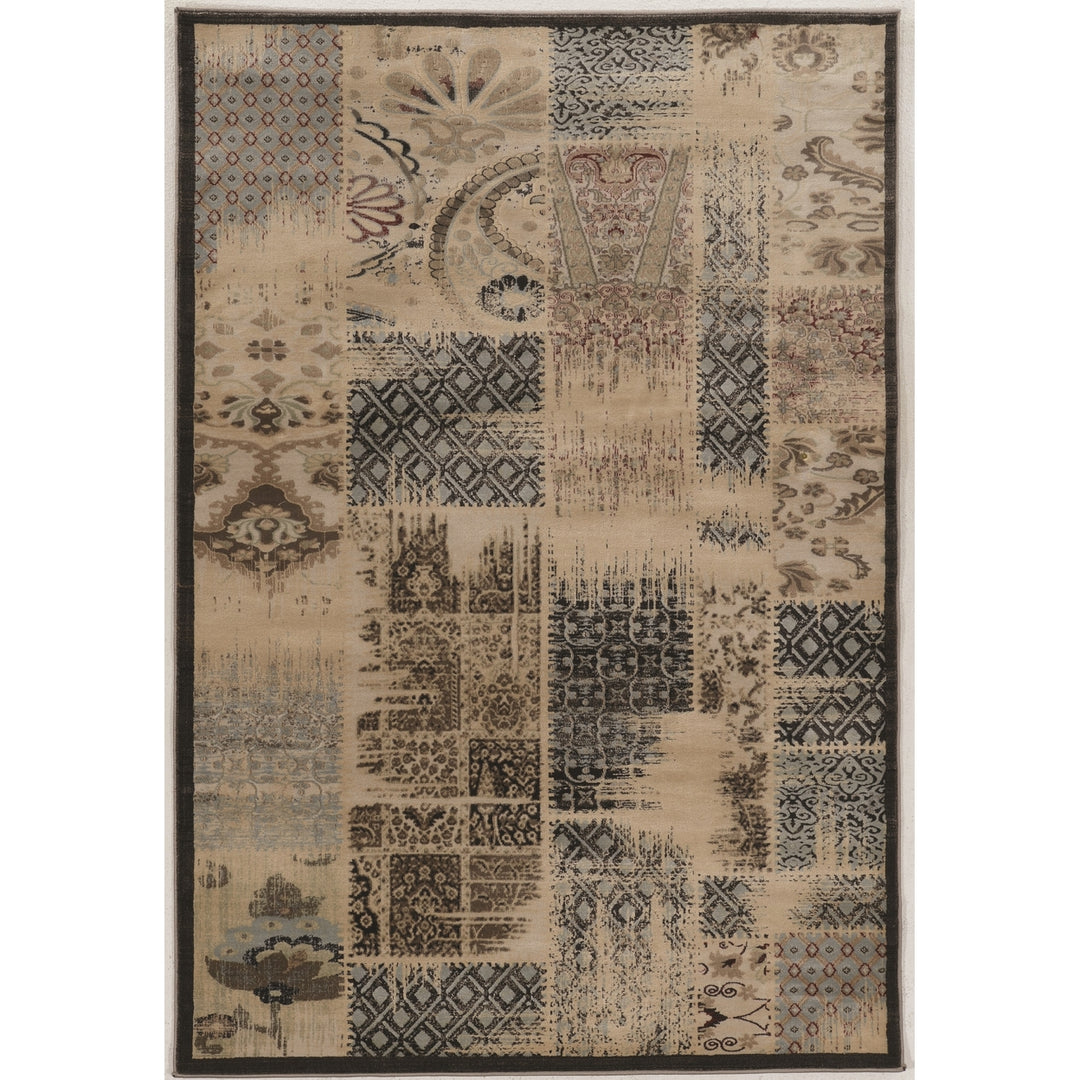 Jewel Patchwork Area Rug Beige 8x10 Powerloomed 100% Polypropylene Transitional Image 1