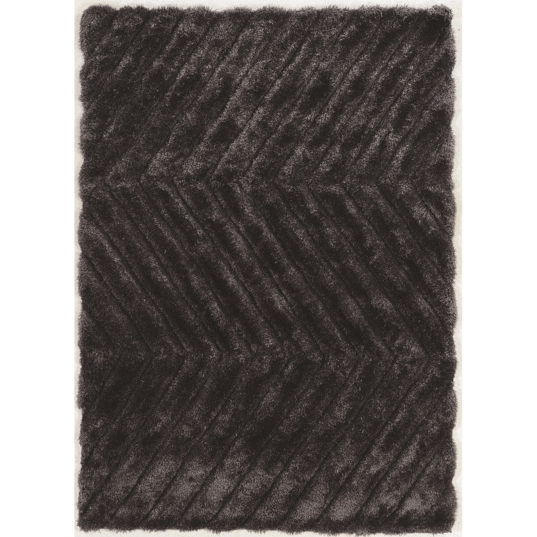 Links Zigzag Charcoal Shag Area Rug 5 x 7 Plush Geometric Design Soft Pile Image 1