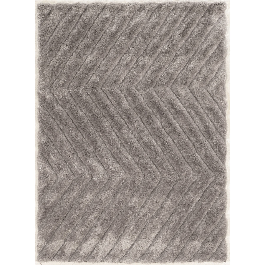 Links Zigzag Rug Grey 110 x 210 Plush Shag Geometric Design Soft Carpet Image 1