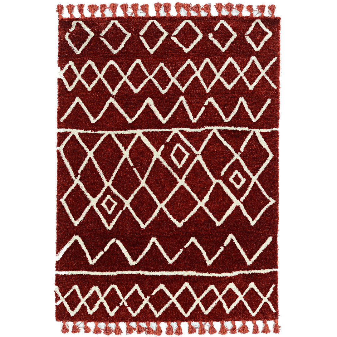 Marrakech Zot Rust Rug 8x10 Moroccan Pattern Easy Care Microfiber Polyester Image 1