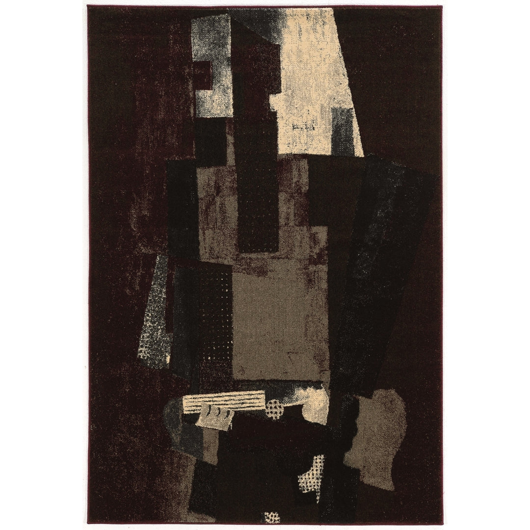 Masters Museum Black Area Rug 5x76 Polypropylene Abstract Design Floor Covering Image 1