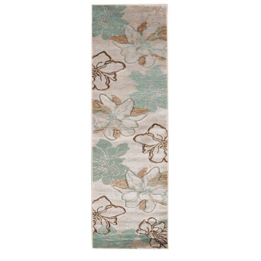 Milan Eleanor Ivory Turquoise Abstract Area Rug 100% Polypropylene Multi Size Image 1